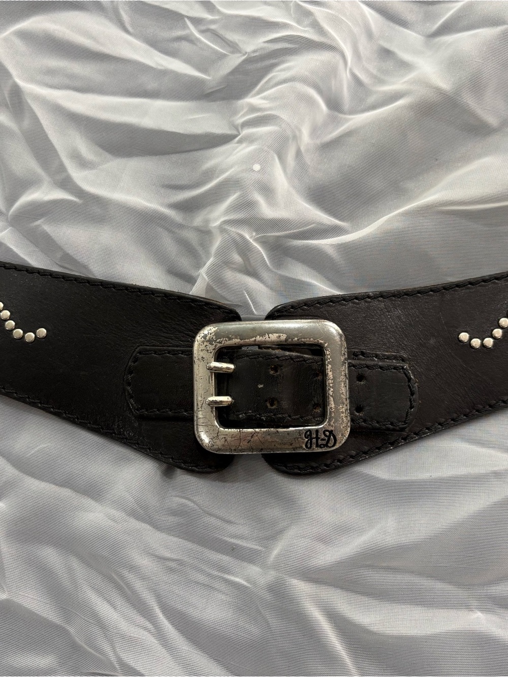 Vintage Y2K Harley Davidson Studded Velcro Contour Belt Large